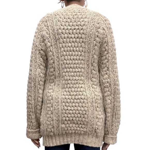 Rita Condern Hand Loomed Wool Fishermans Knit Cardigan Sweater Made In Ireland - Picture 16 of 16